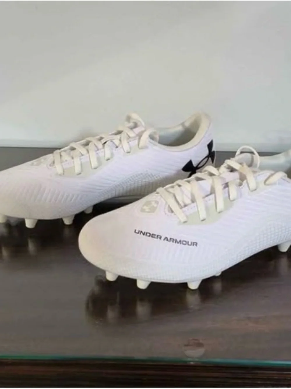Under Armour White Soccer Cleats with Black Logo